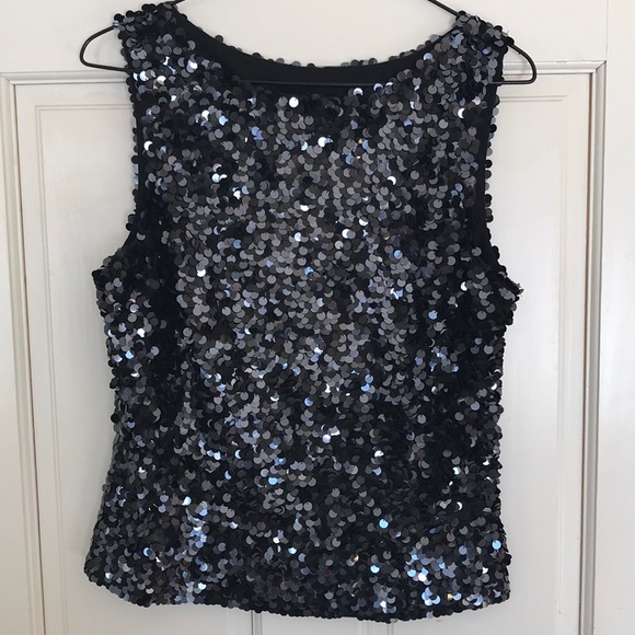 Sleeveless Black Sequined Top - Picture 1 of 4